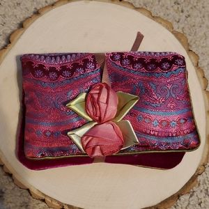 Pink & Blue Flower Design Folding Jewelry Holder